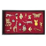 19 Figural Animal Insect Fish Pins