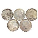 5 Kennedy Hald Dollars; 4 