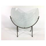 Textured Round Glass Vase on Metal Stand