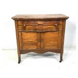 Antique Serpentine Oak Washstand Commode