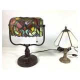 2 Stained Glass Table Lamps Working
