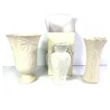 Lenox ivory Embossed Porcelain Vase Set