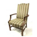 Wood Frame Armchair w/ Striped Upholstery