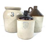Antique Stoneware Jugs & Crock