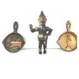 Antique Cast Iron Figure & Wright Skillet