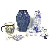 Assorted Blue & White Ceramic Decor