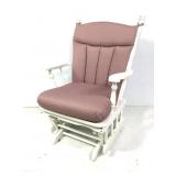 White wood Glider Rocker w/ Pink Cushions