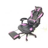 Elecwish Black & Purple Gaming Chair w/ Footrest