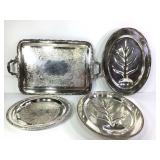 Wilcox Silver Scroll & Other Serving Trays