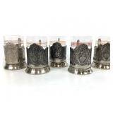 5 Russian Tea Glasses 5" H