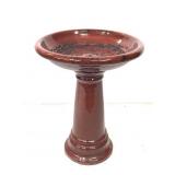 Red Glazed Ceramic Birdbirth