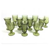 11 Vintage Libby Duratuff Olive Green Goblets