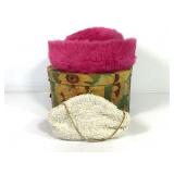 Vintage Beaded Sequin Clutch & Faux Fur Hat