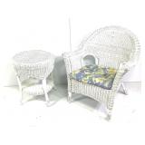White Wicker Chair & Table Patio