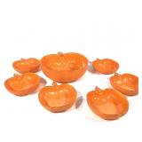 Set of Glass Pumpkin Candy Dishes