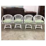 4 Ficks Reed Coastal Style Rattan Arm Chairs