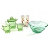 Vintage Green Depression Glass & Tumbler