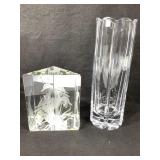 Crystal Vase & Glass Hummingbird Prism