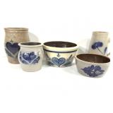 5 Stoneware Pottery Pieces Rockdale Rowe +