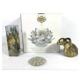 Lotus Cystal Candle Holder Brass Bird +