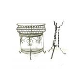 Green Display Rack & Iron Plant Stand Lot