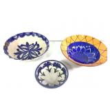 3 Handmade Painted Ceramic Bowls