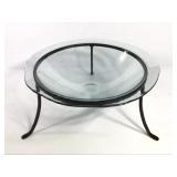 Large 19" Art Glass Bowl on Iron Stand