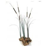 Metal Cattail Sculpture 18 1/2" H