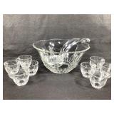 Crystal Punch Bowl Set Cups & ladle
