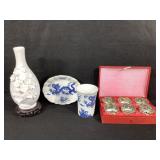 Blue Dragon Porcelain & WHite Floral Vase