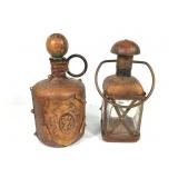 Vintage Italian Leather-Wrapped Glass Decanters