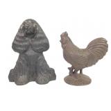 Cast Iron Dog & Rooster Figurines