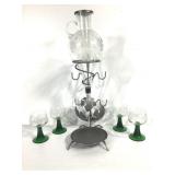 Vtg 60s Etched Glass Wine Aerator Dispenser