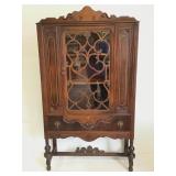 Antique Walnut Jacobean Rivival China Cabinet