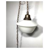 Vintage Milk Glass Schoolhouse Pendant Light