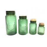Crownford China Co. Green Glass Jars