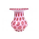 Opalescent Cranberry Coin Dot Glass Lamp Shade