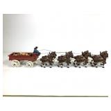 Cast Iron Horse-Drawn Wagon & Team Figurines