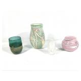 4 Blown Glass Vases Constance Art Glass & Others