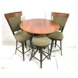 Pub Table Set w/ 4 Green Upholstered Seats