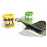 Palm Tree Foam Koozies w/ Glass Decanter