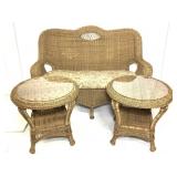 Wicker Love Seat & Tables