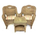 2 Wicker Rockers & Side Table