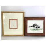 Framed Original Watercolor & Embossed Birds