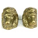 5" H Brass Lion Head Bookends