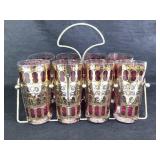8 MCM Culver Majorica Cranberry Gold Glasses