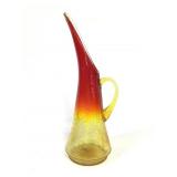 MCM Kanawha Amberina Crackle Glass Ewer