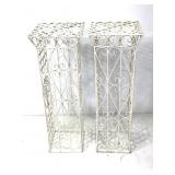 Pair White Iron Plant Stand Pedestals