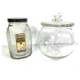 2 Glass Countertop Candy Jars Necco +