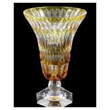 Amber Cut-to-Clear Crystal Vase